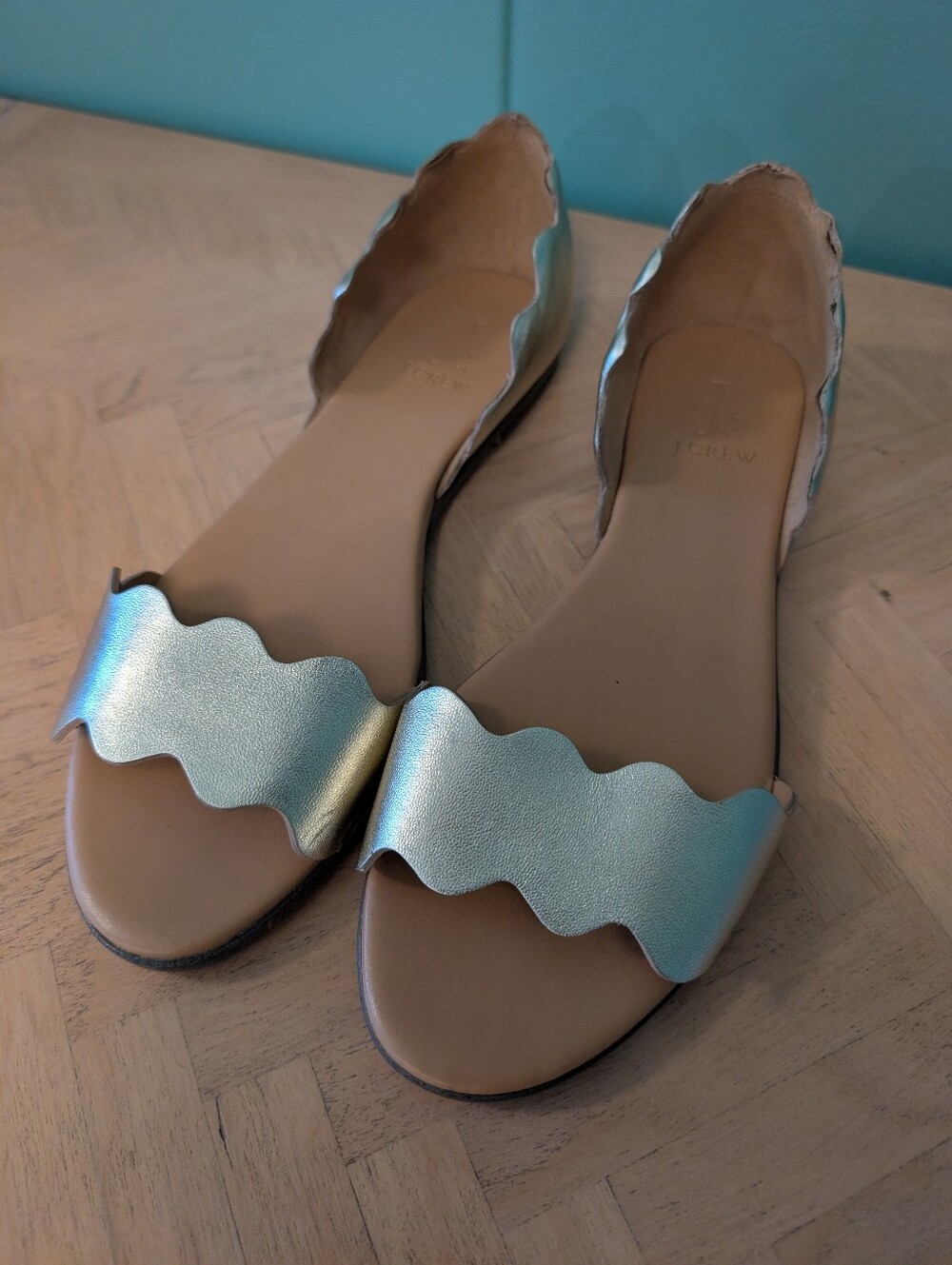J. Crew Metallic Flats in Iridescent Gold - Size 7.5